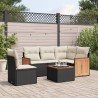 6-tlg. Garten-Sofagarnitur mit Kissen Schwarz Poly Rattan