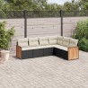 6-tlg. Garten-Sofagarnitur mit Kissen Schwarz Poly Rattan