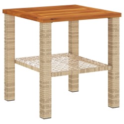 Gartentisch Beige 40x40x42 cm Poly Rattan Akazienholz