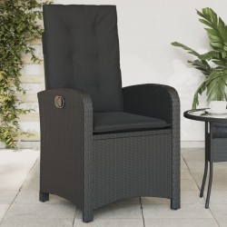 Gartensessel mit Kissen 2 Stk. Verstellbar Schwarz Poly Rattan