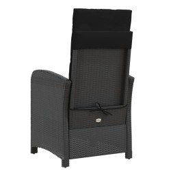 Gartensessel mit Kissen 2 Stk. Verstellbar Schwarz Poly Rattan