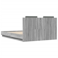 Bettgestell mit Kopfteil Grau Sonoma 135x190 cm Holzwerkstoff