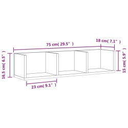 Wandschränke 2 Stk. Eichen-Optik 75x18x16,5 cm Holzwerkstoff