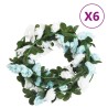 Weihnachtskränze Blumen 6 Stk. Blau und Weiß 215 cm