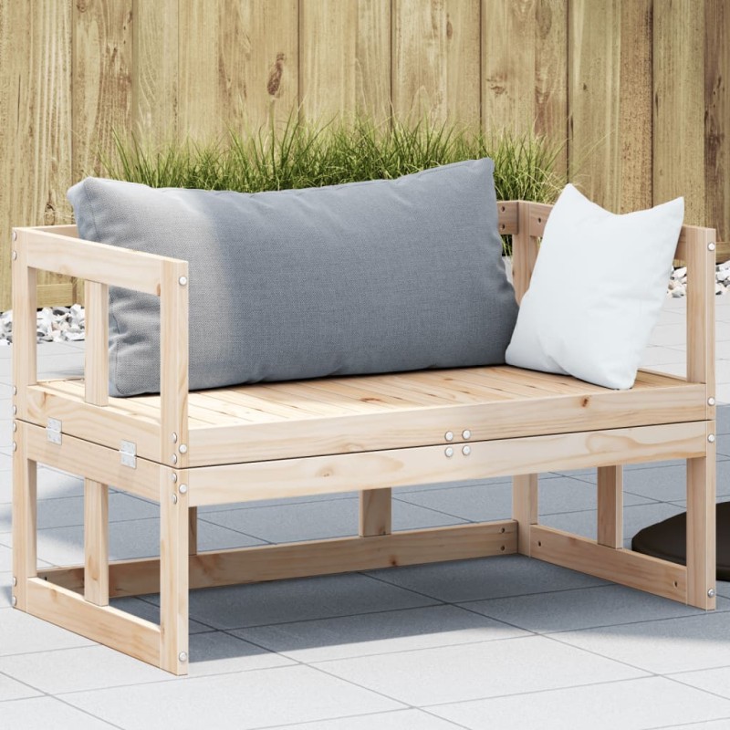 2-in-1 Gartensofa Verlängerbar Massivholz Kiefer