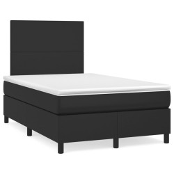 Boxspringbett mit Matratze & LED Schwarz 120x190 cm Kunstleder