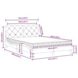 Bett mit Matratze Hellgrau 140x190 cm Samt