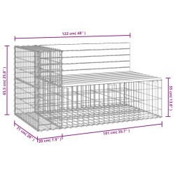 Gartenbank aus Gabionen 122x71x65,5 cm Massivholz Kiefer