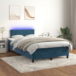 Boxspringbett mit Matratze & LED Dunkelblau 120x190 cm Samt