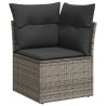 4-tlg. Garten-Sofagarnitur mit Kissen Grau Poly Rattan