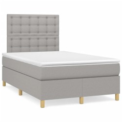 Boxspringbett mit Matratze & LED Hellgrau 120x190 cm Stoff