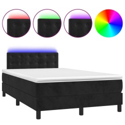 Boxspringbett mit Matratze & LED Schwarz 120x190 cm Samt