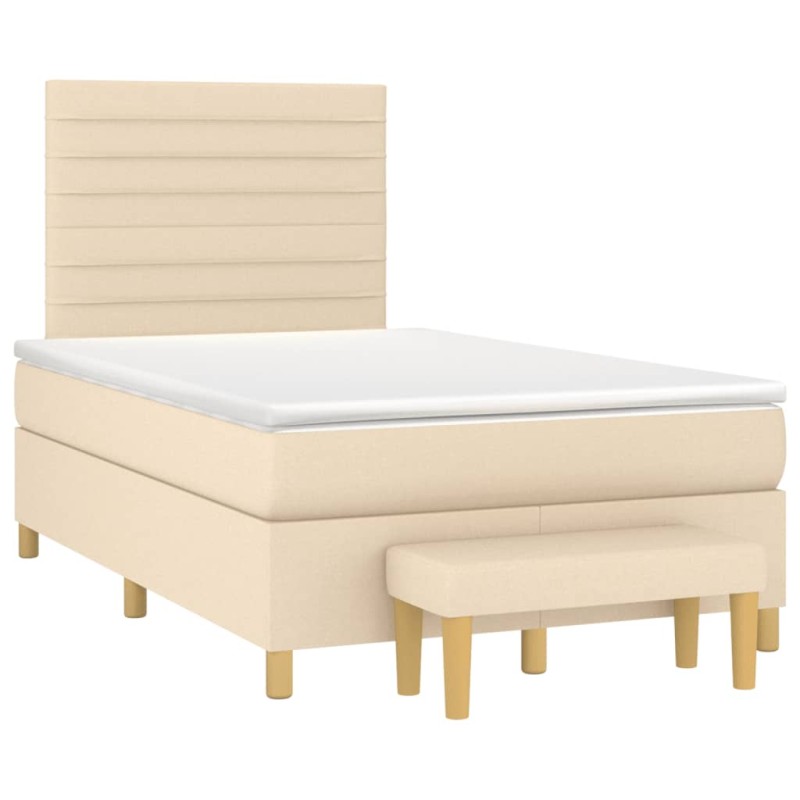 Boxspringbett mit Matratze Creme 120x190 cm Stoff