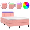 Boxspringbett mit Matratze & LED Rosa 120x190 cm Samt