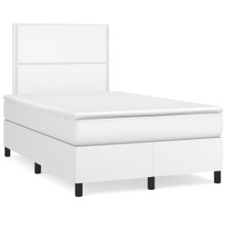 Boxspringbett mit Matratze & LED Weiß 120x190 cm Kunstleder