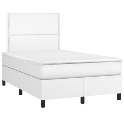 Boxspringbett mit Matratze & LED Weiß 120x190 cm Kunstleder