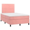 Boxspringbett mit Matratze & LED Rosa 120x190 cm Samt