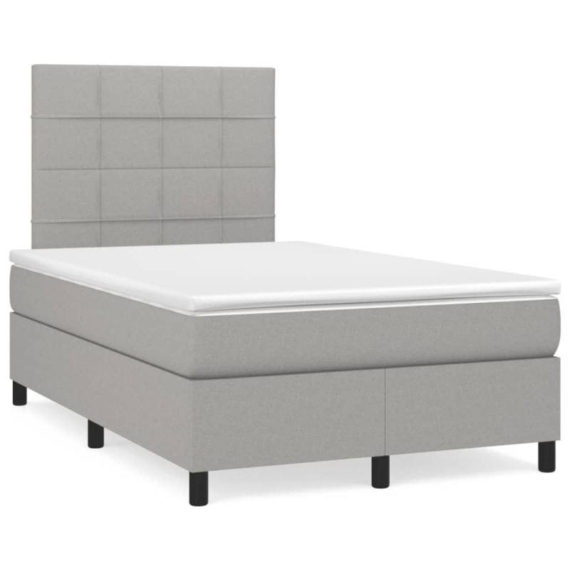 Boxspringbett mit Matratze Hellgrau 120x190 cm Stoff