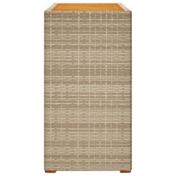 Garten-Beistelltisch mit Holzplatte Beige Poly Rattan