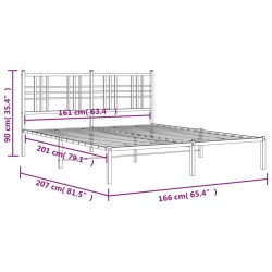 Bettgestell mit Kopfteil Metall Weiß 160x200 cm