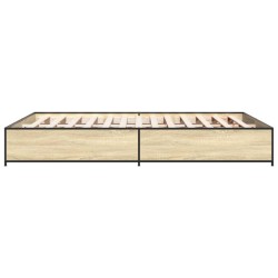 Bettgestell Sonoma-Eiche 140x200 cm Holzwerkstoff und Metall