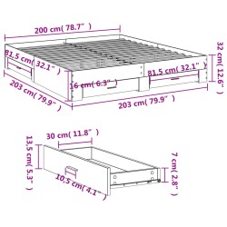 Bettgestell mit Schubladen Grau Sonoma 200x200cm Holzwerkstoff