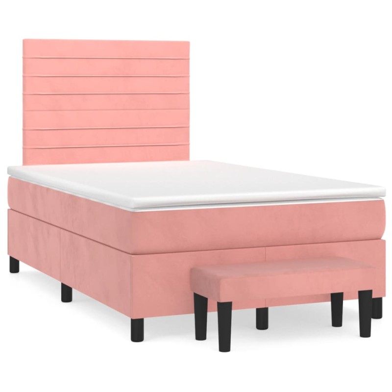 Boxspringbett mit Matratze Rosa 120x190 cm Samt