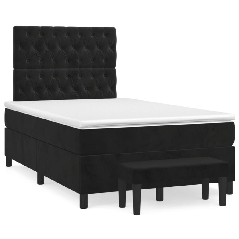 Boxspringbett mit Matratze Schwarz 120x190 cm Samt