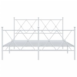 Bettgestell mit Kopf- und Fußteil Metall Weiß 137x190 cm