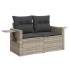 11-tlg. Garten-Sofagarnitur mit Kissen Hellgrau Poly Rattan