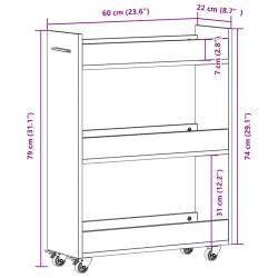 Schrank mit Rollen Braun Eichen-Optik 60x22x79 cm Holzwerkstoff