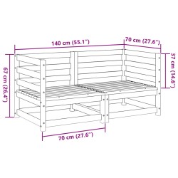 2-tlg. Garten-Sofagarnitur Wachsbraun Massivholz Kiefer