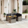 5-tlg. Garten-Sofagarnitur mit Kissen Grau Poly Rattan