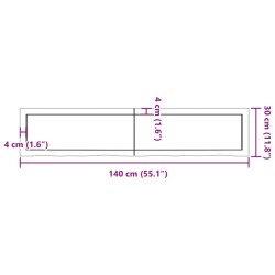 Waschtischplatte Dunkelbraun 140x30x(2-6)cm Massivholz