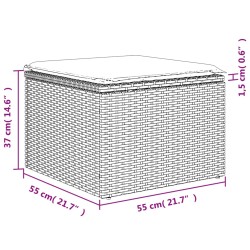 12-tlg. Garten-Sofagarnitur mit Kissen Grau Poly Rattan