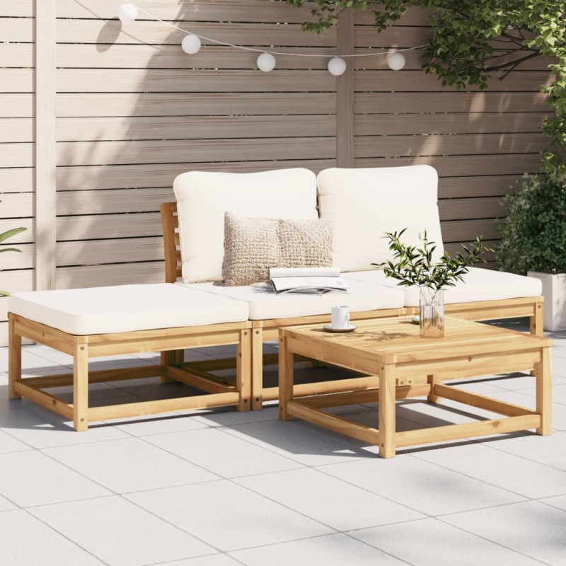 4-tlg. Garten-Lounge-Set mit Kissen Massivholz Akazie