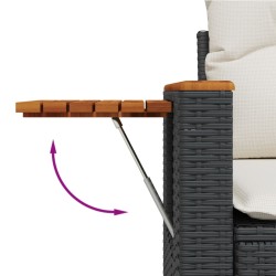 10-tlg. Garten-Sofagarnitur mit Kissen Schwarz Poly Rattan