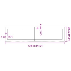 Waschtischplatte Hellbraun 120x30x(2-6) cm Massivholz Behandelt