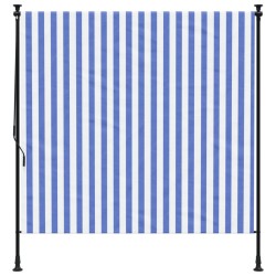 Außenrollo Blau und Weiß 200x270 cm Stoff und Stahl