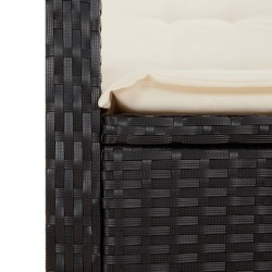 2-tlg. Garten-Essgruppe mit Kissen Schwarz Poly Rattan