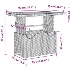 2-tlg. Garten-Essgruppe mit Kissen Schwarz Poly Rattan