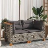 Garten-Ecksofas mit Kissen 2 Stk. Grau Poly Rattan