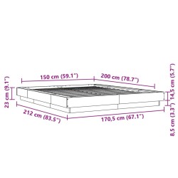 Bettgestell Betongrau 150x200 cm Holzwerkstoff