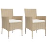 3-tlg. Garten-Bistro-Set mit Kissen Beige Poly Rattan