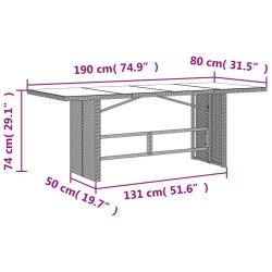 7-tlg. Garten-Essgruppe mit Kissen Braun Poly Rattan