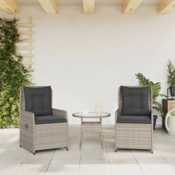 Gartensessel 2 Stk. Verstellbar Hellgrau Poly Rattan