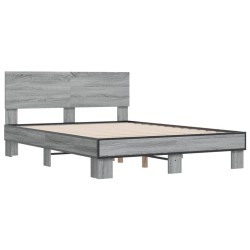 Bettgestell Grau Sonoma 140x200 cm Holzwerkstoff und Metall