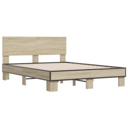 Bettgestell Sonoma-Eiche 140x190 cm Holzwerkstoff und Metall