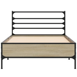 Bettgestell Sonoma-Eiche 75x190 cm Holzwerkstoff und Metall