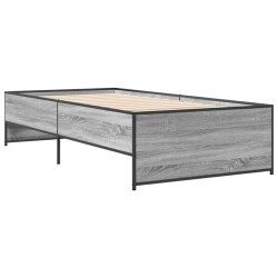 Bettgestell Grau Sonoma 75x190 cm Holzwerkstoff und Metall